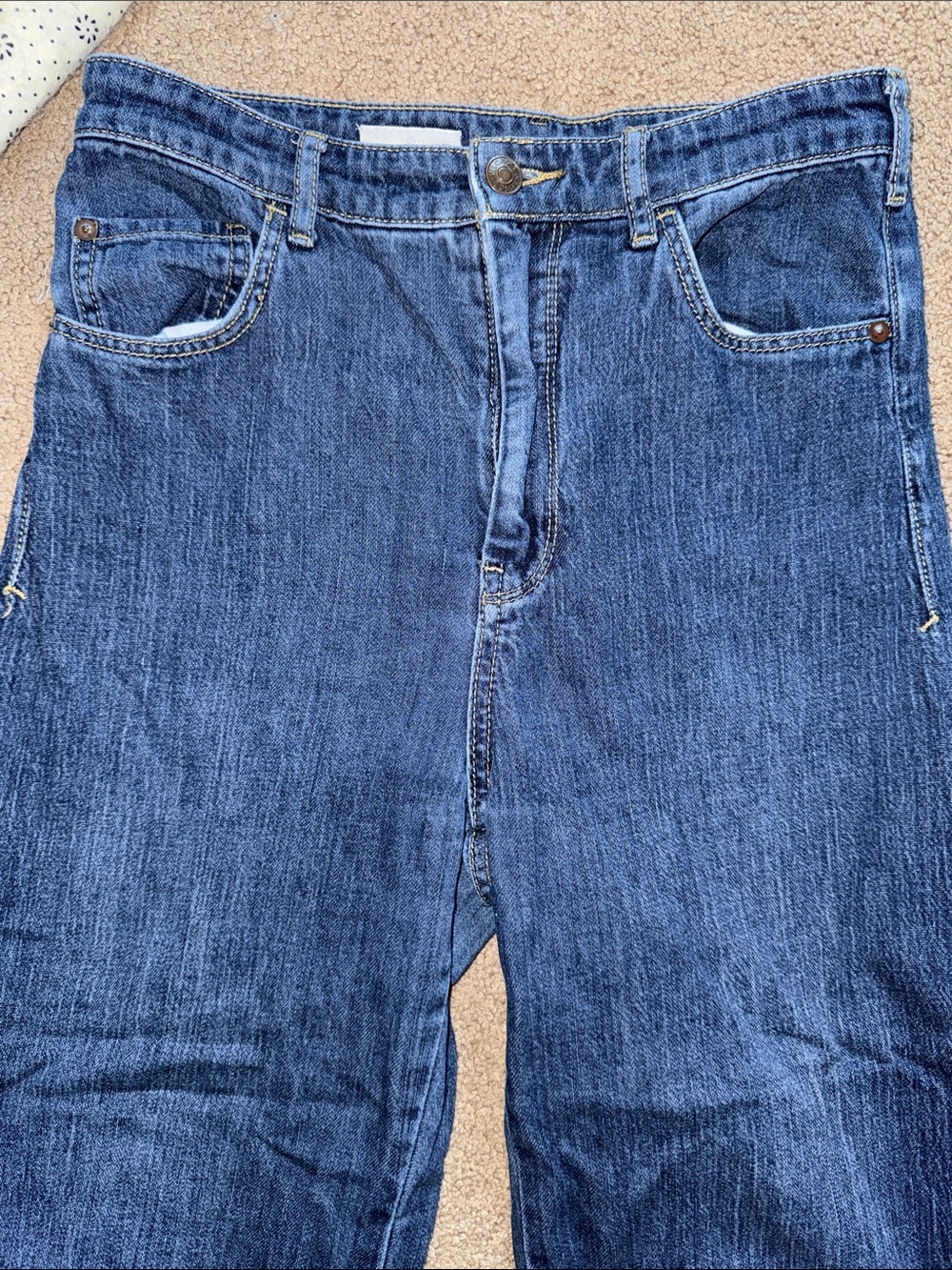 Pilcro Boot Cut Jeans in Dark Blue Denim